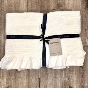INUP Portugal Solid White Cotton Quilt Coverlet Textured Pattern, King White NEW